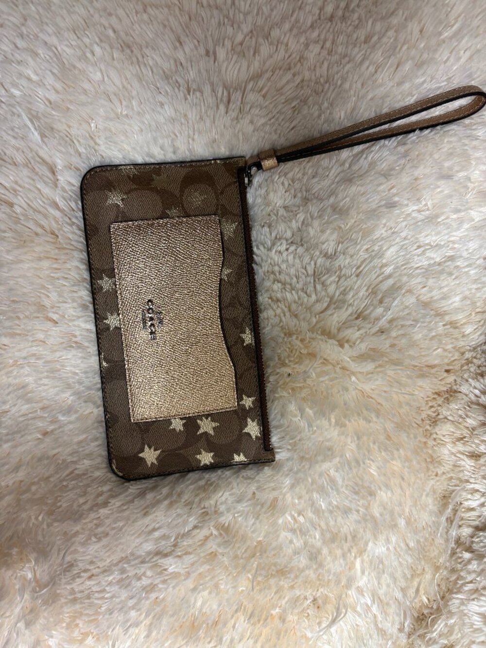 Coach Gold Star Print Wristlet Wallet